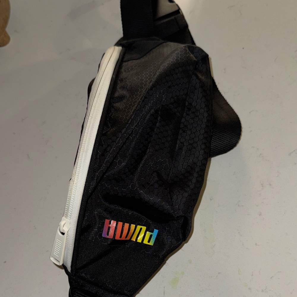 Puma Black Belt Bag with Multicolor Logo